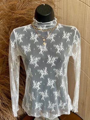 Lace Mock Neck Long Sleeve Top