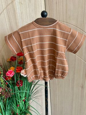 Saddle Stripe Ribbed Bubble Romper