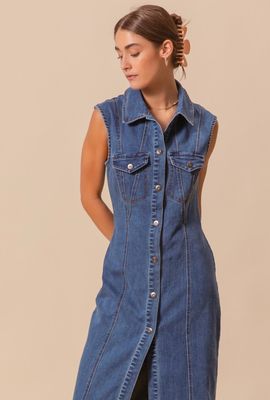 Button Front Denim Dress