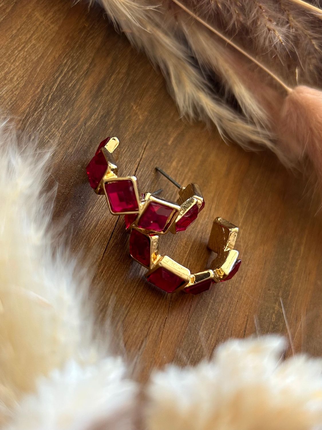 Gemstone Hoop Earrings