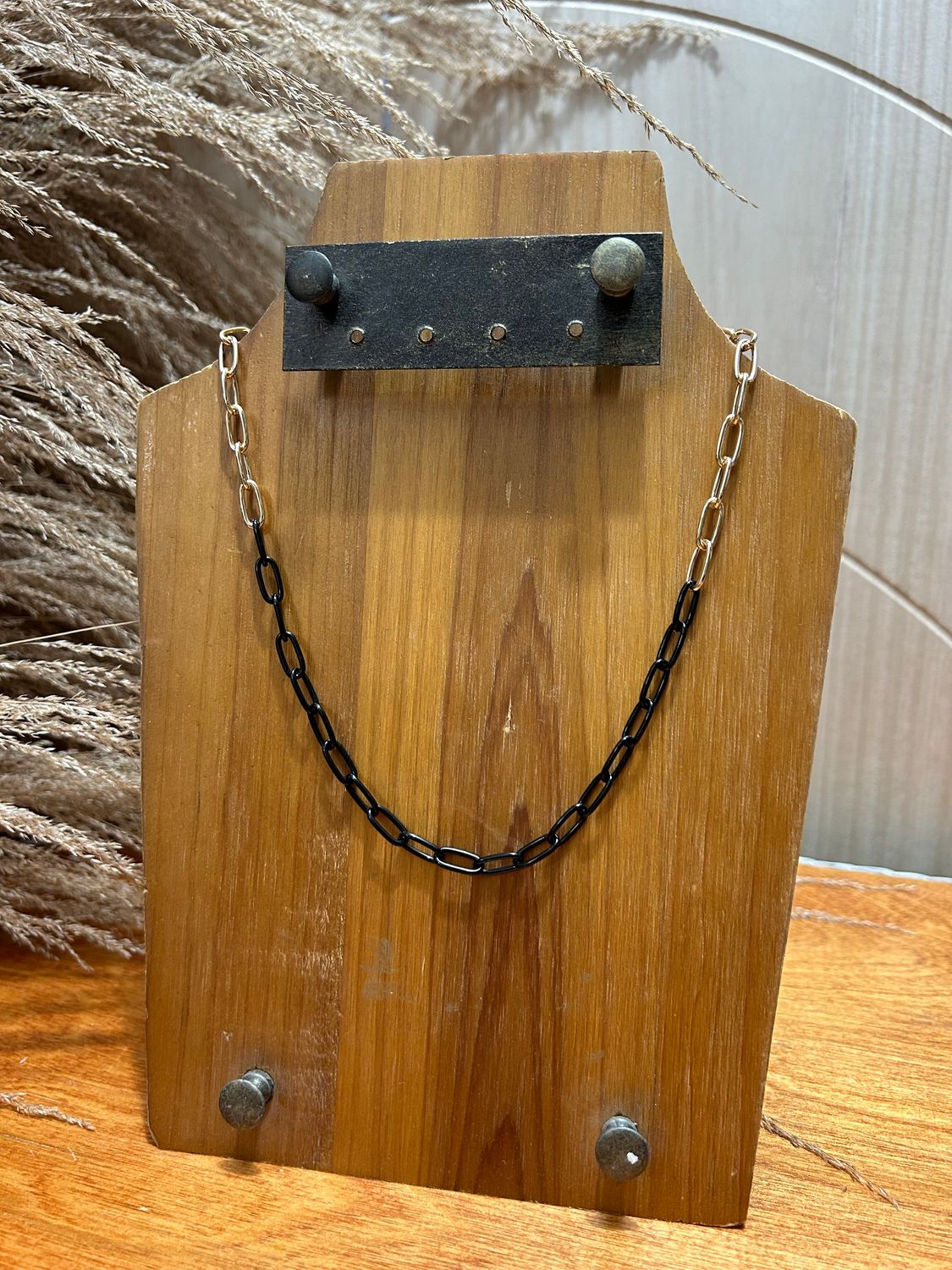 Chain Link Gold and Black Necklace