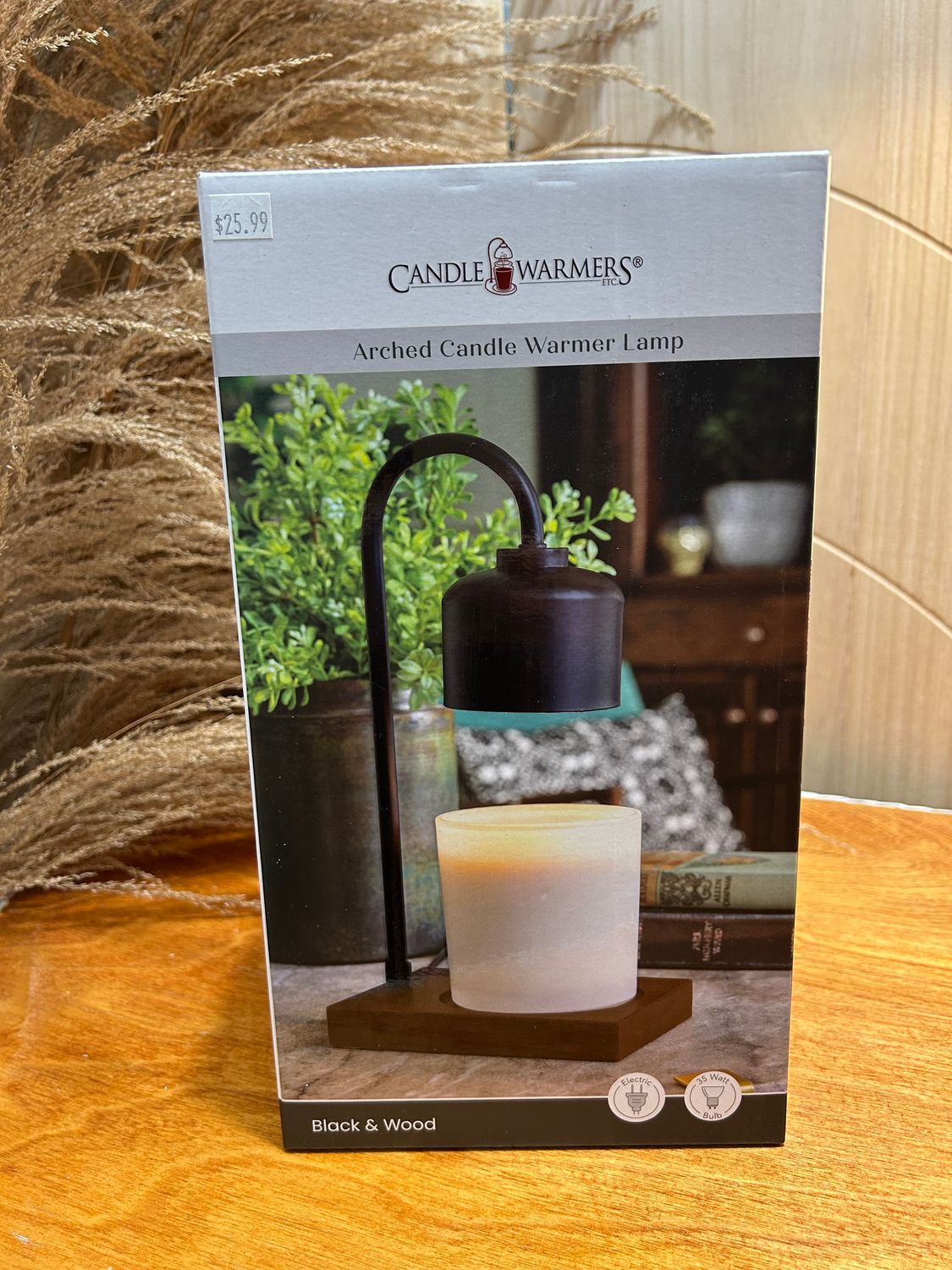 Arched Candle Warmer Lamp Black &amp; Wood