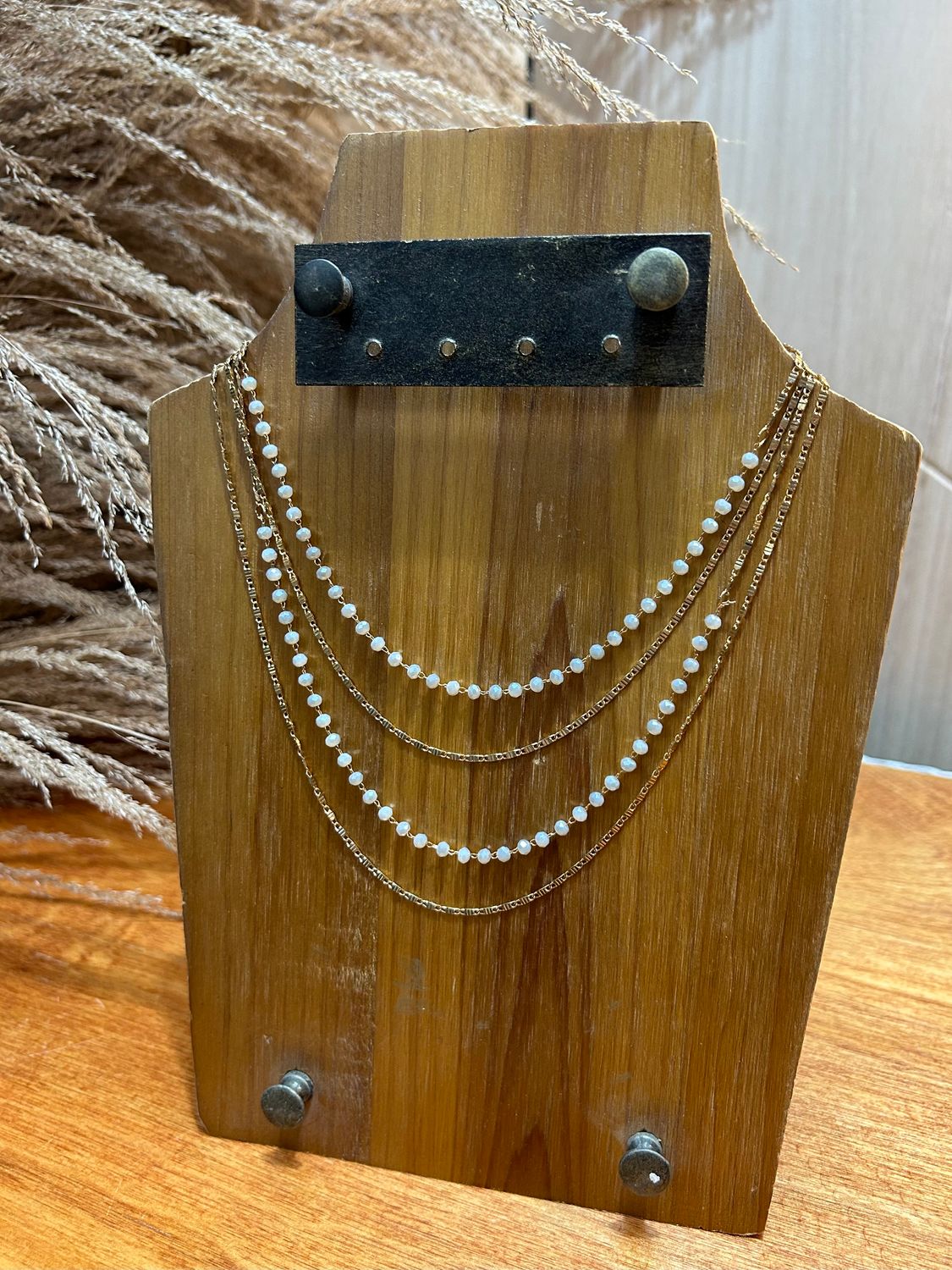 Multi-Layer Beaded Necklace-Natural