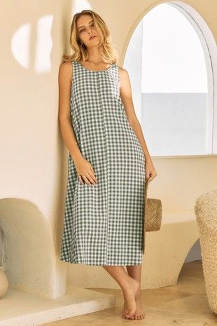 Curvy Flannel Mini Dress With Ties