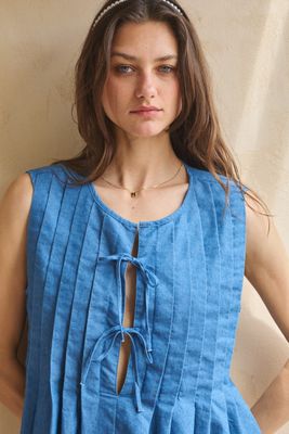 Curvy Denim Pleated Top