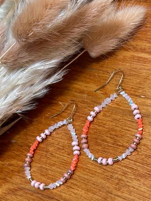 Wood/Glass Bead Earrings