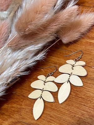 Wood Leaf Dangle Earrings