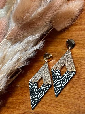 Diamond Shaped Leather Detail Earrings