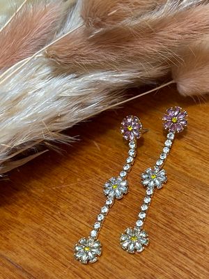 Flower Crystal Dangle Earrings