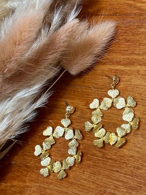 Gold Clover Hoops