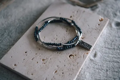 Triple Wrap Blue Bracelet 