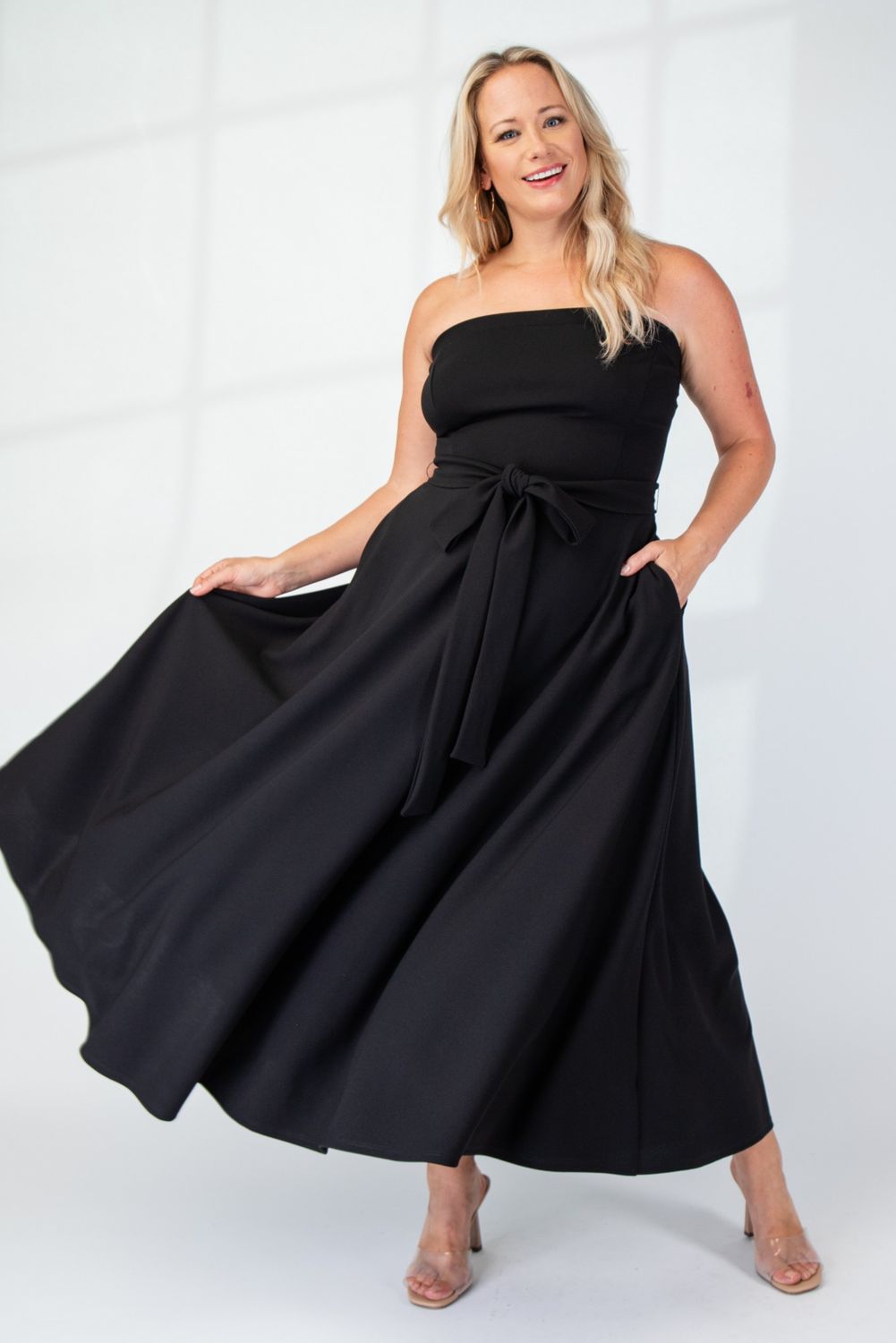 Curvy Knit Tube Maxi Dress with Belt