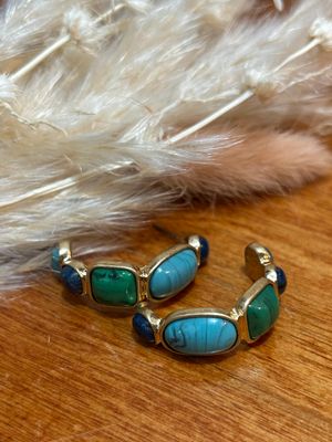 Turquoise Stone Hoop Earrings