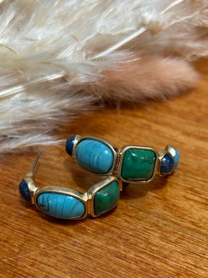 Turquoise Stone Hoop Earrings