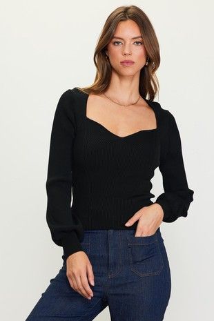 Sweetheart Neck Long Sleeve