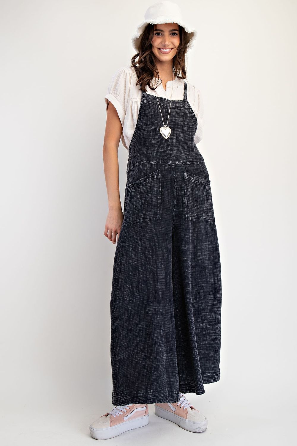 Curvy Mineral Washed Cotton Jumpsuit