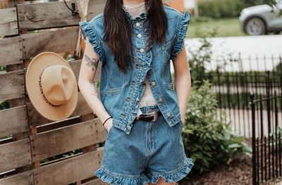 Ruffled Bottom Denim Shorts