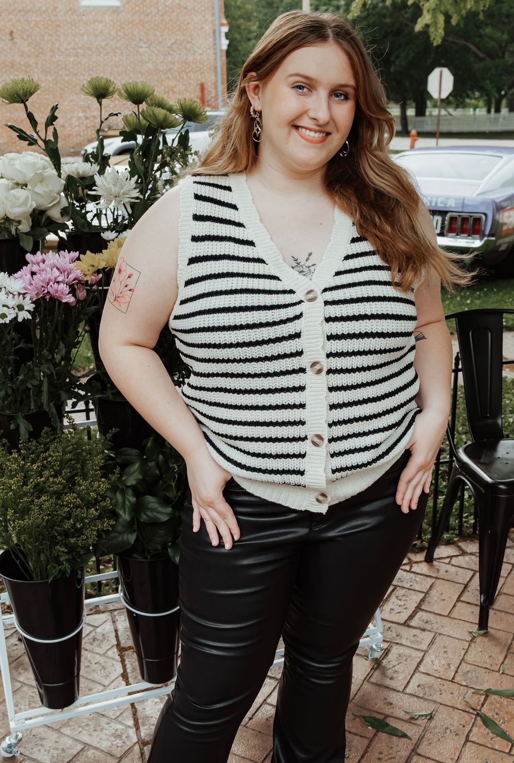 Curvy Stripe Sweater Vest