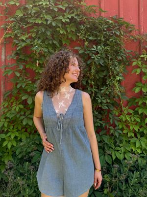 Denim V-Neck Romper