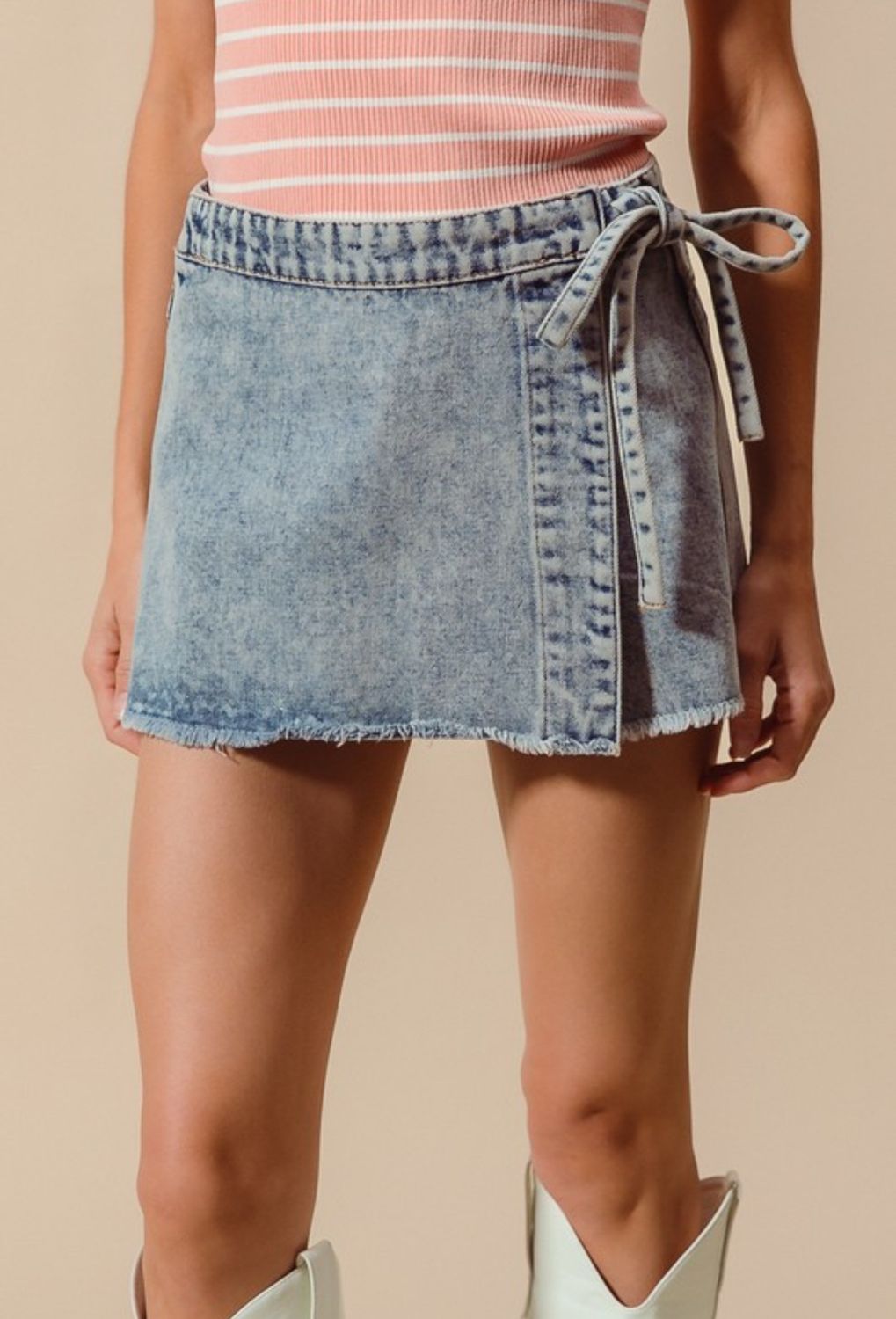 Tie Denim Skort