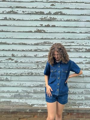 Denim Shorts With Drawstring
