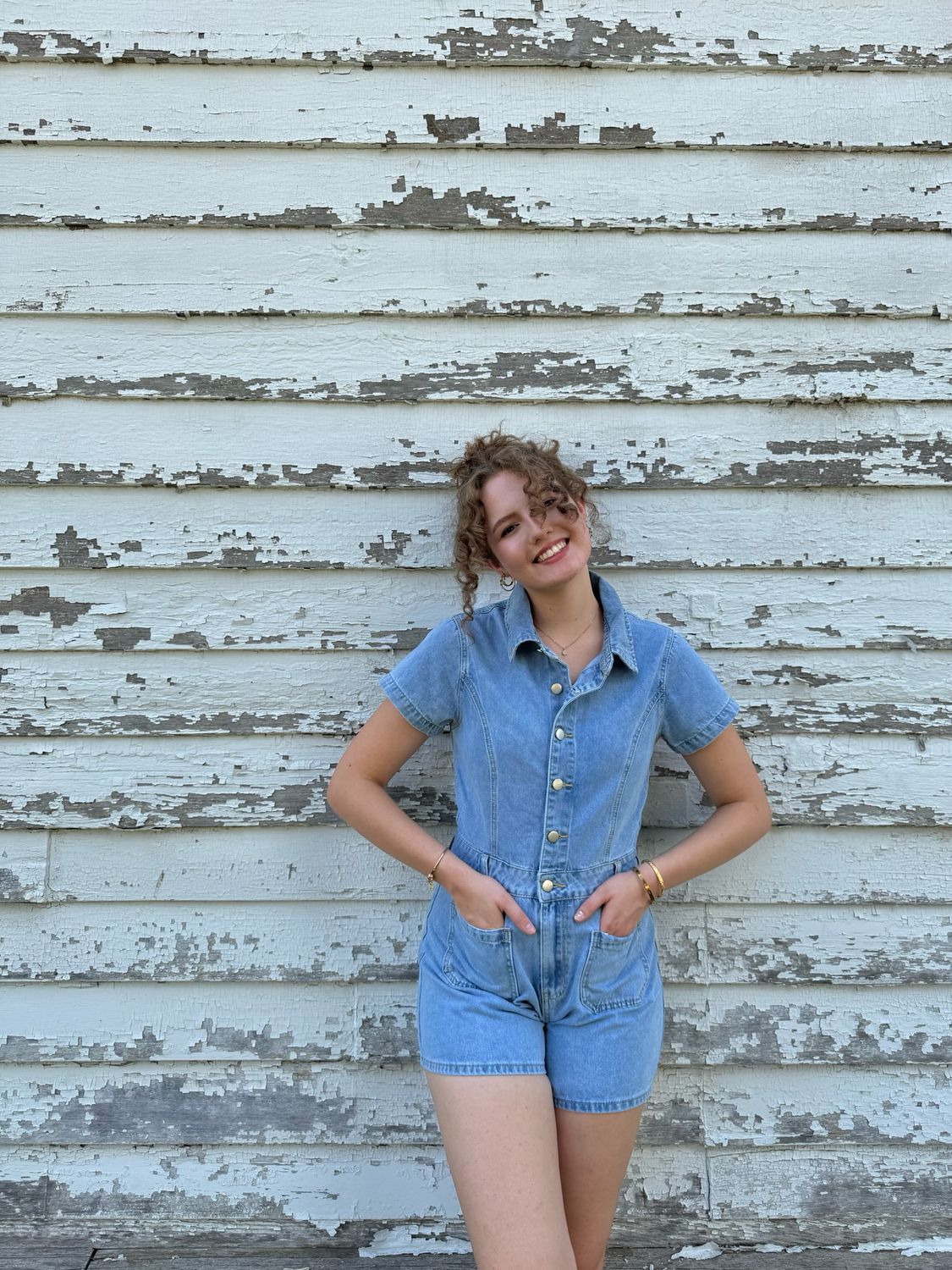 Washed Denim Short Jumpsuit