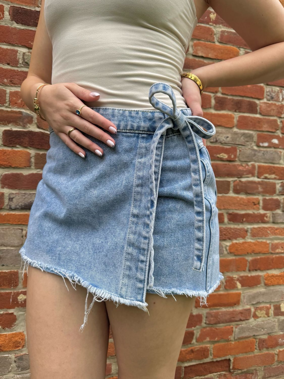 Tie Denim Skort