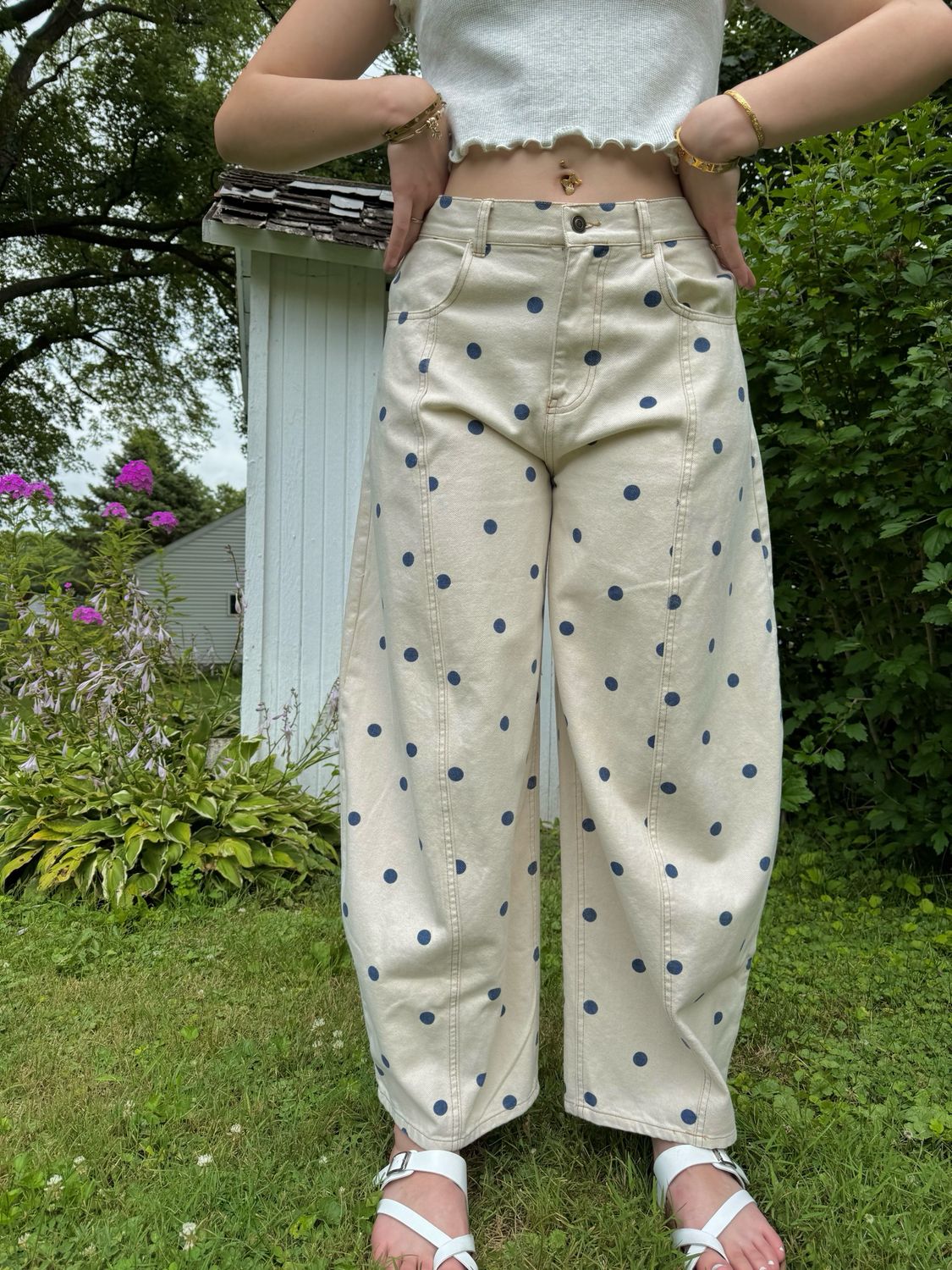 Polka Dot Barrel Pants