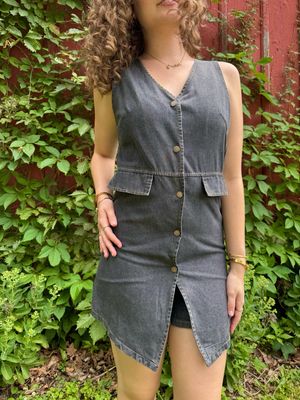 Button Down Denim Vest Dress
