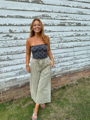 Jacquard Floral Two Tone Tube Top