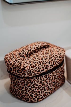 Brown Leopard Make Up Bag