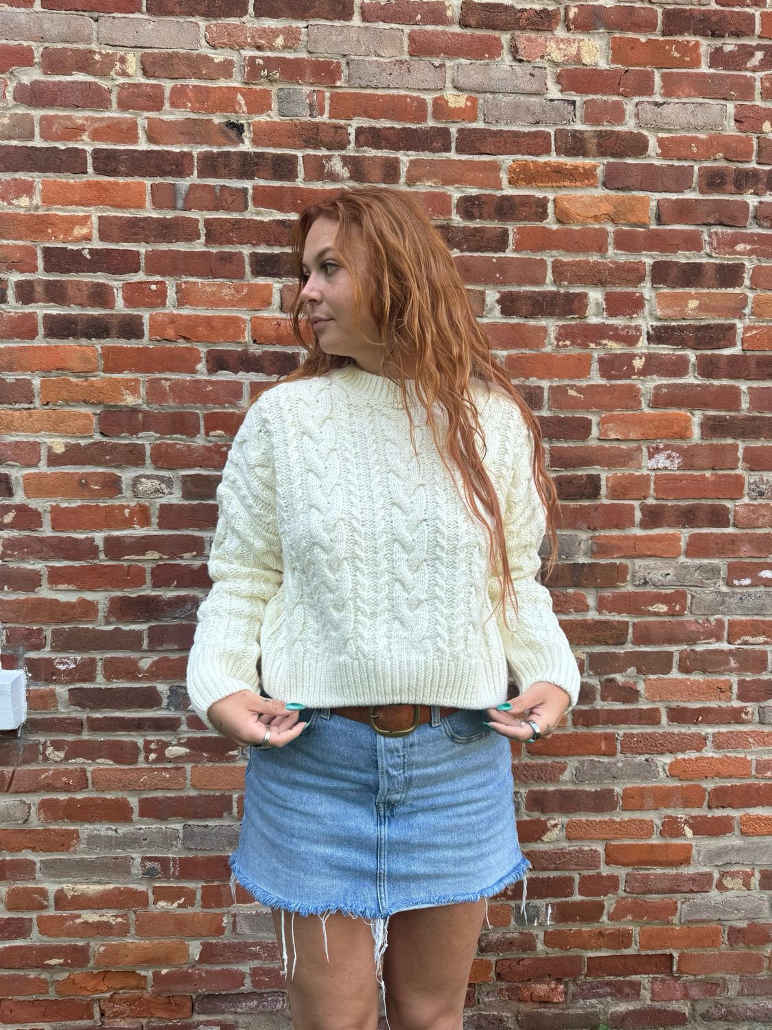 Braid On Back Cable Sweater
