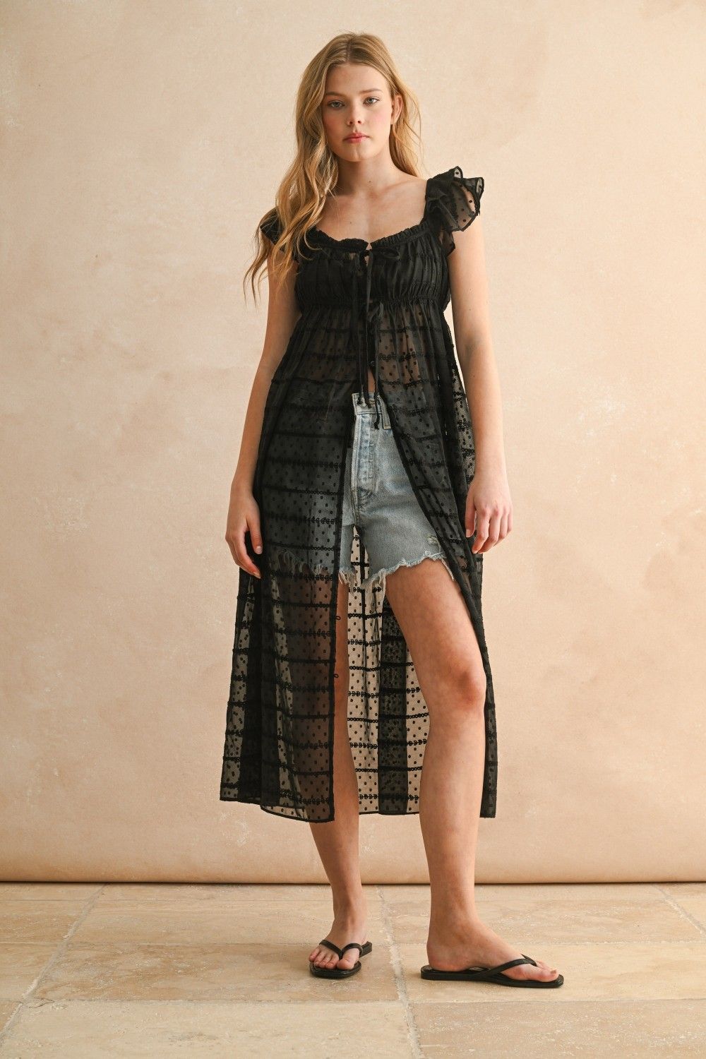 Sheer Textured Chiffon Dress