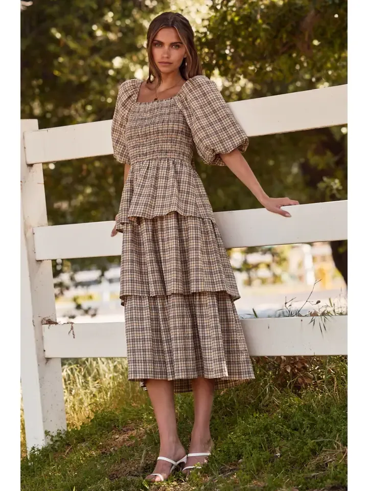 Curvy Plaid Smock Dress