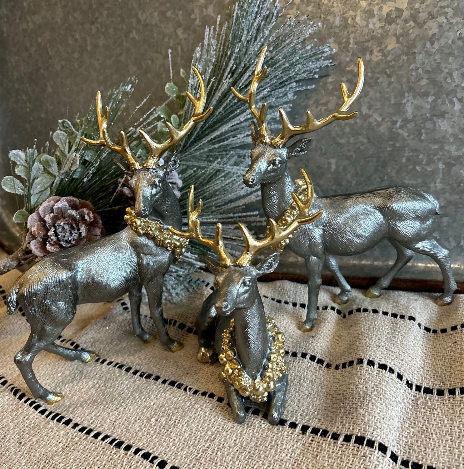 Grey Winter Deer Resin
