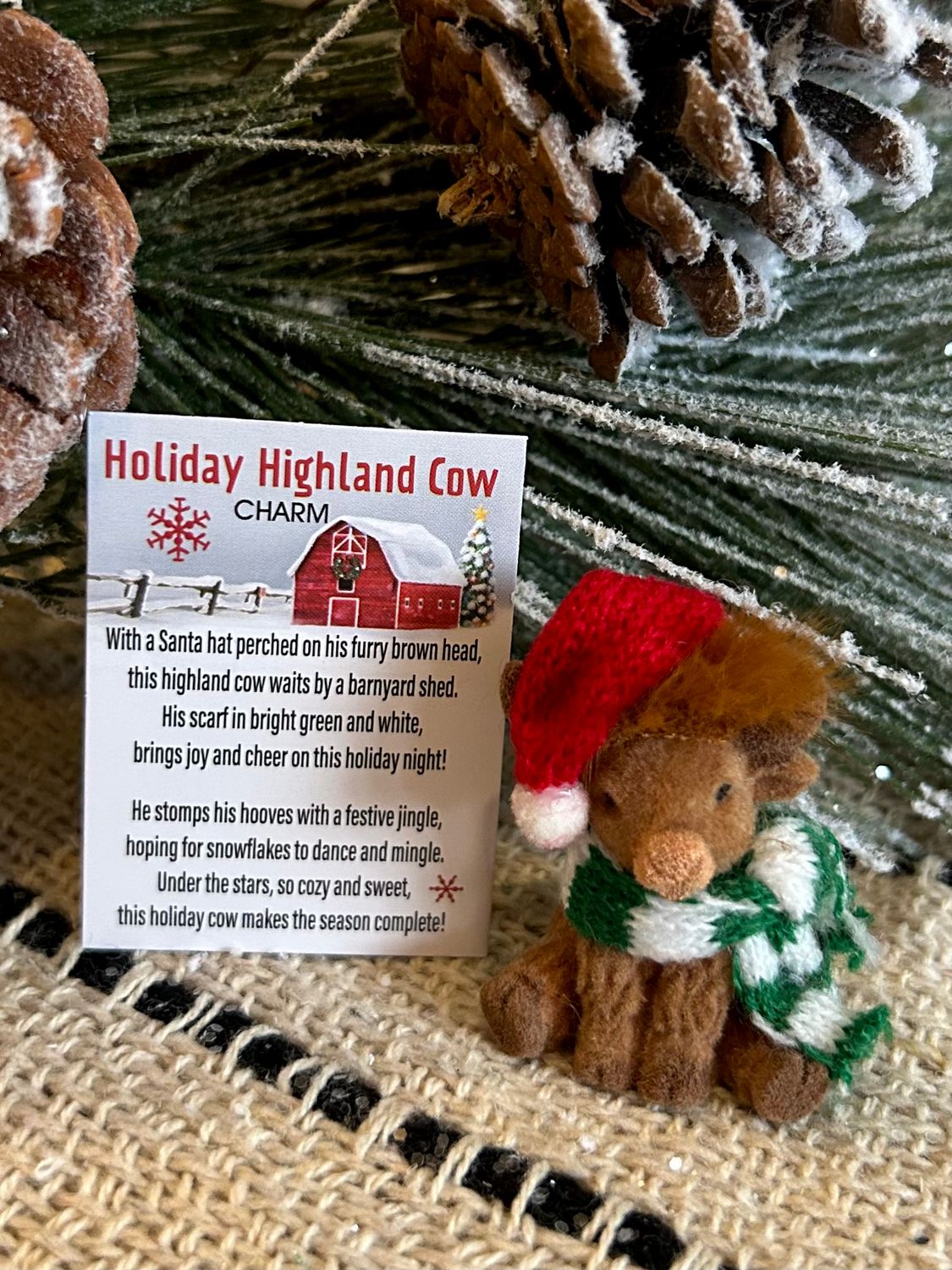 Holiday Highland Cow Charms