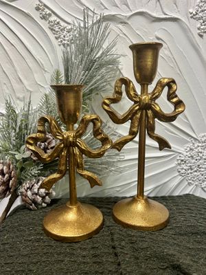 Gold Bow Taper Holder