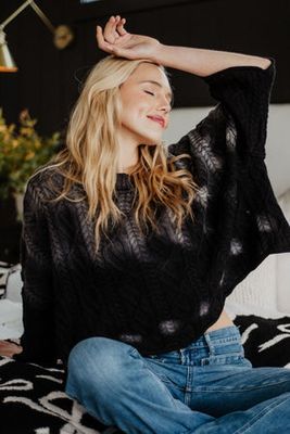Black Oversized Cable Knit Sweater