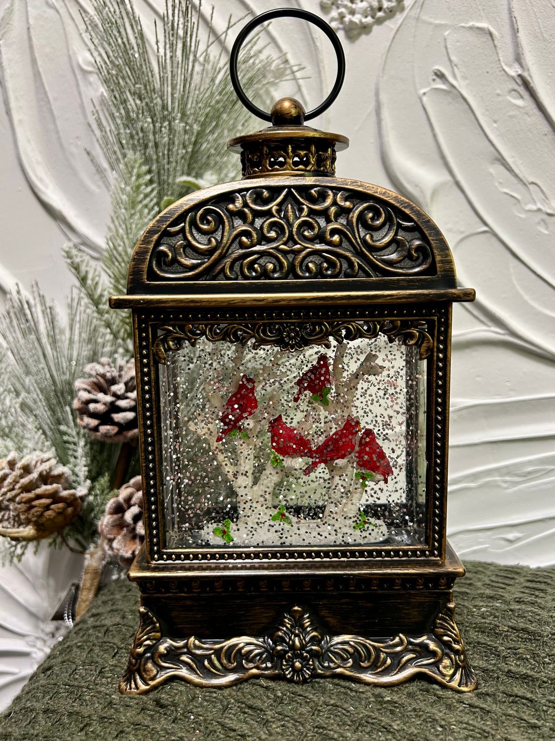 LED Shimmer Cardinal Lantern