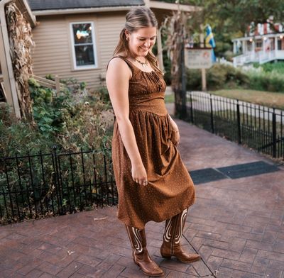 Cocoa-Dots Milkmaid Dress