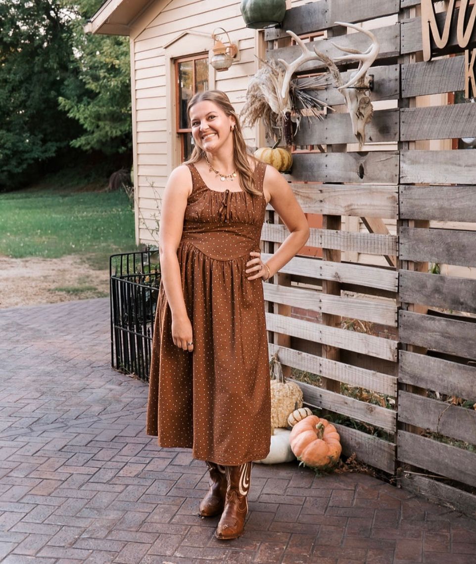 Cocoa-Dots Milkmaid Dress