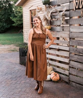 Cocoa-Dots Milkmaid Dress