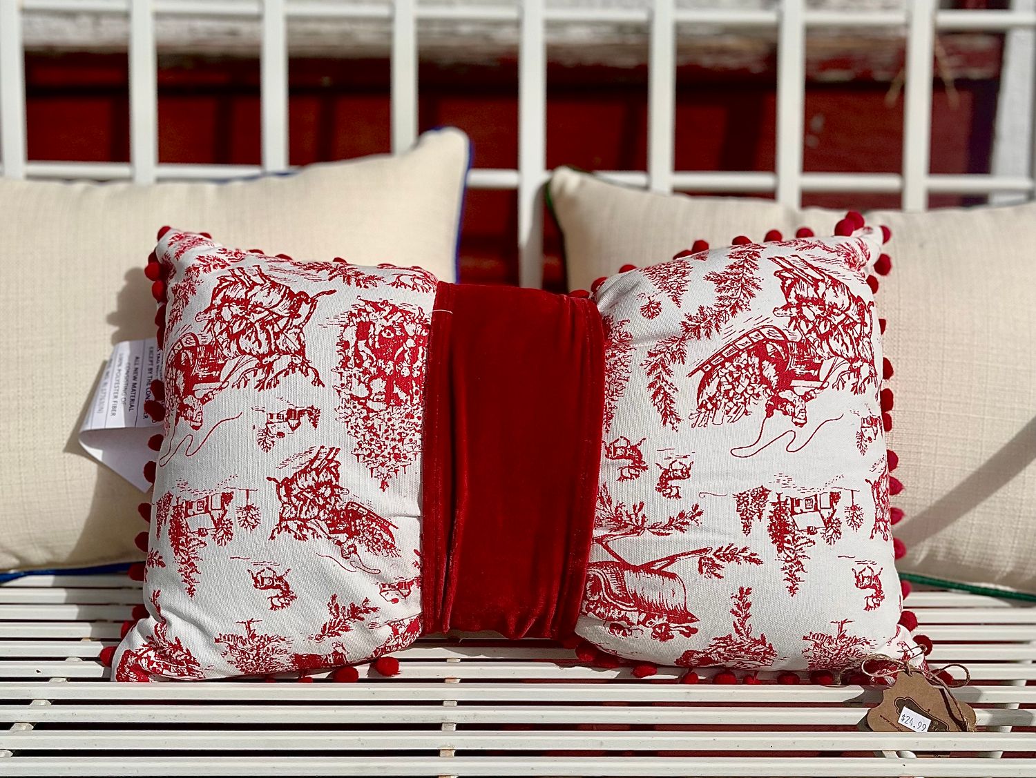 Velvet Toile Bow Pillow