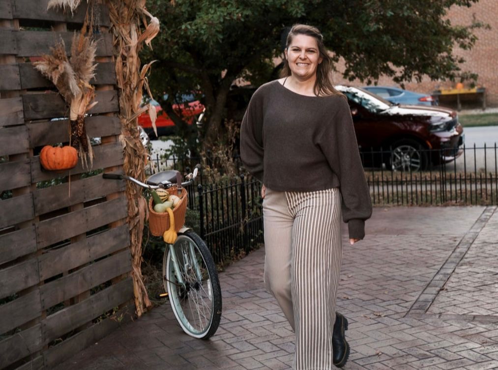 Stripe Fabric Mixed Pants