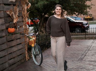 Stripe Fabric Mixed Pants