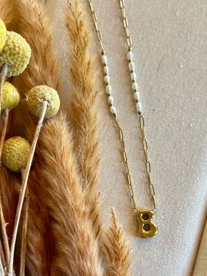 Chic Bubble Pearl Initial Chain Necklaces 