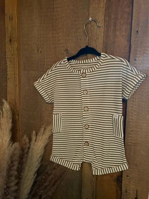 Green Stripe Waffle Romper