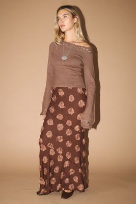 Off Shoulder Knit Crochet Sweater