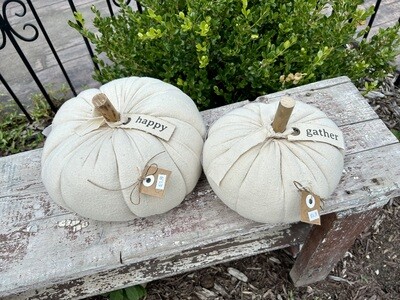 Cream Pumpkin Sitter