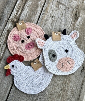  Crochet Farm Animal Pot Holder